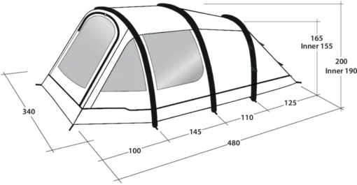 Outwell Starhill 5A Opblaasbare Tunneltent - 5 Persoons -Bo-Camp Verkoopwinkel 1030 1900 6599f0e3 3991 4903 9e58