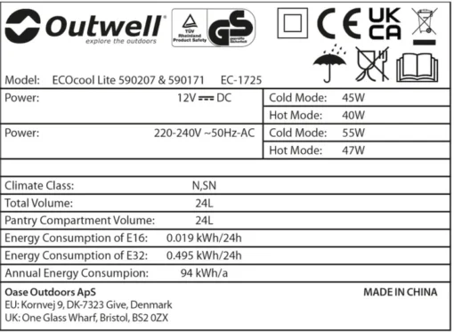 Outwell Ecocool Lite Elektrische Koelbox - 24 Liter - Donkerblauw -Bo-Camp Verkoopwinkel 1068 1900 ecocool blauw 4