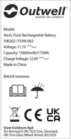 Outwell Oplaadbare Accu Voor Arctic Frost Koelboxen -Bo-Camp Verkoopwinkel 1069 1900 accu 4