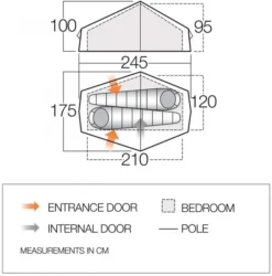 Vango F10 Helium UL 2 Ultralichte Trekking Tunneltent - 1/2 Persoons - Groen -Bo-Camp Verkoopwinkel 1900 1783 f10 helium ul 2 1