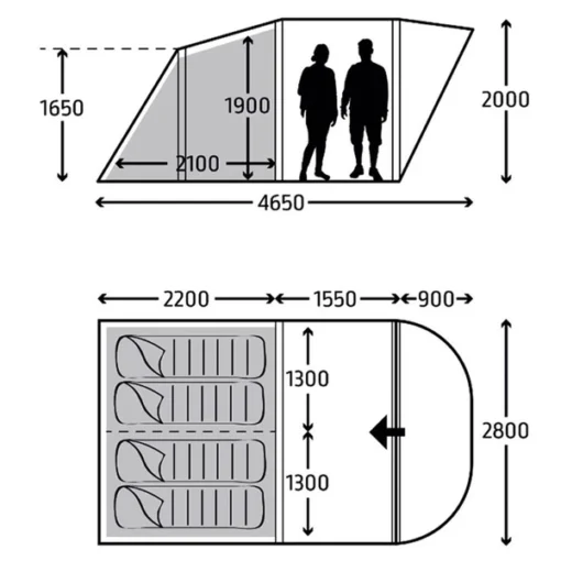 Kampa Brean 4 Air Opblaasbare Tunneltent - 4 Persoons -Bo-Camp Verkoopwinkel brean4air